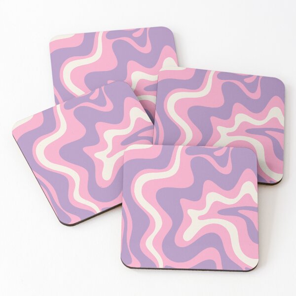 Item preview, Retro Liquid Swirl Abstract Pattern Pink Purple Cream designed and sold by kierkegaard.