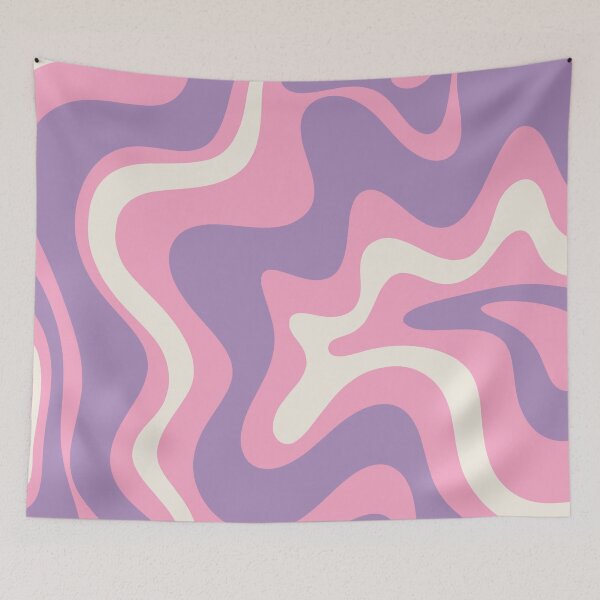 Item preview, Retro Liquid Swirl Abstract Pattern Pink Purple Cream designed and sold by kierkegaard.