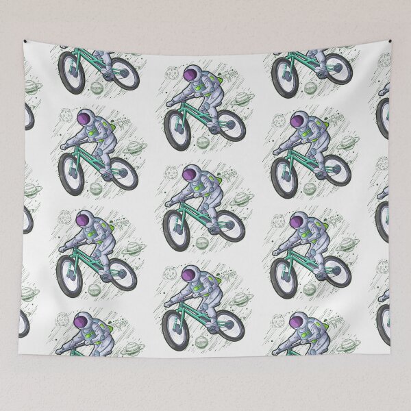 Item preview, The astronaut flies into space with his mountain bike designed and sold by Goliardika-Shop.