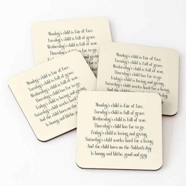 Item preview,  Monday's Child Poem - Traditional Children's Rhyme designed and sold by Einstein12345.