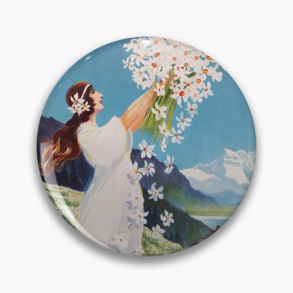 Item preview, MONTREUX RIVIERA SUISSE In The Time of Narcissus 1924 Vintage Tourism Promotion Poster designed and sold by retroposters.