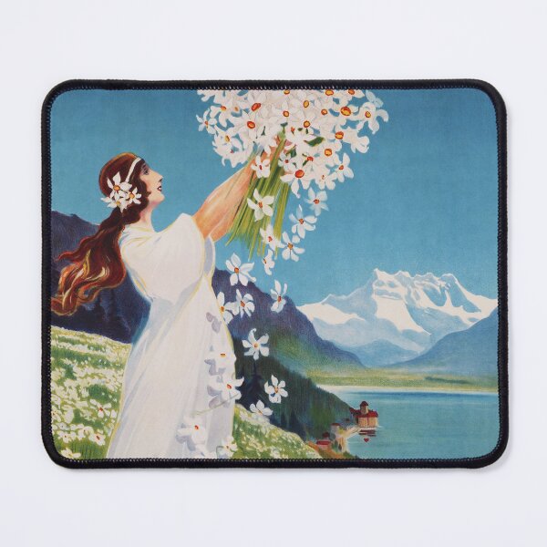 Item preview, MONTREUX RIVIERA SUISSE In The Time of Narcissus 1924 Vintage Tourism Promotion Poster designed and sold by retroposters.