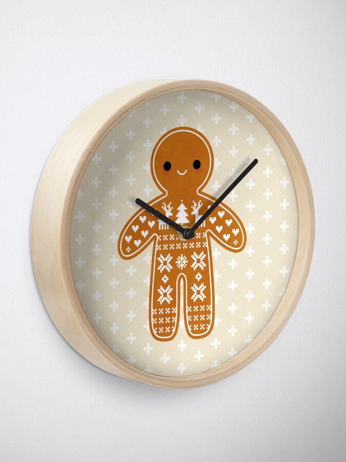 Horloge 'Biscuit de pain d'épice à motif de chandail' : autre vue