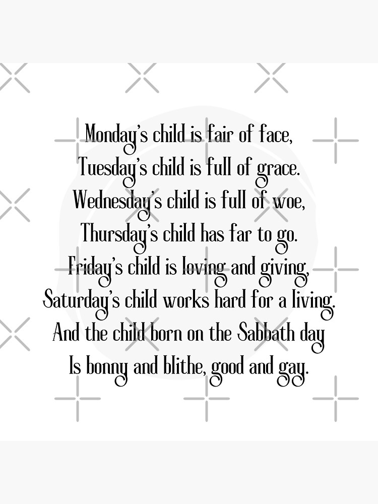 monday-s-child-poem-traditional-children-s-rhyme-poster-for-sale-by-einstein12345-redbubble