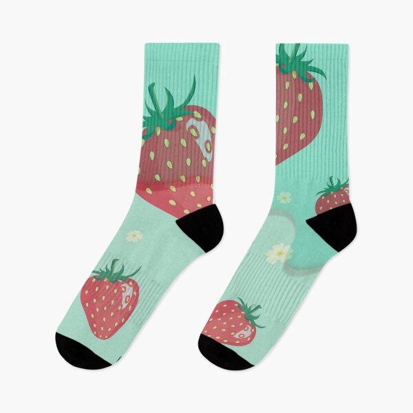 Item preview, pastel green melting strawberry pattern designed and sold by Beeroclock.