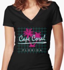 Cape Coral Florida Vintage Souvenir Women's Fitted V-Neck T-Shirt