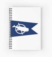 Classic Blue and White Nantucket Island White Sperm Whale Burgee Flag Pennant Spiral Notebook