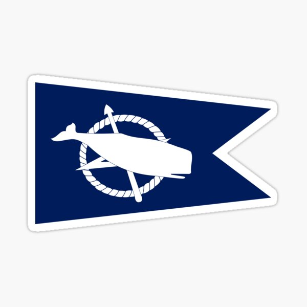 Classic Blue and White Nantucket Island White Sperm Whale Burgee Flag Pennant Sticker