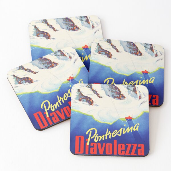 Item preview, PONTRESINA DIAVOLEZZA Ski Resort Val Bernina Grabunden Switzerland 1960 Martin Peikert Vintage Ski Winter Sports Poster designed and sold by retroposters.