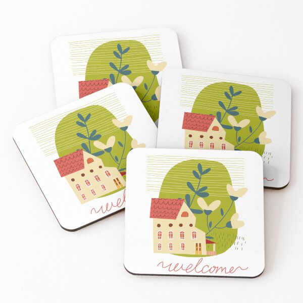 Item preview, Welcome. Farm house. Illustration with a landscape in a rural style in a cute naive style. designed and sold by Olga Matskevich.