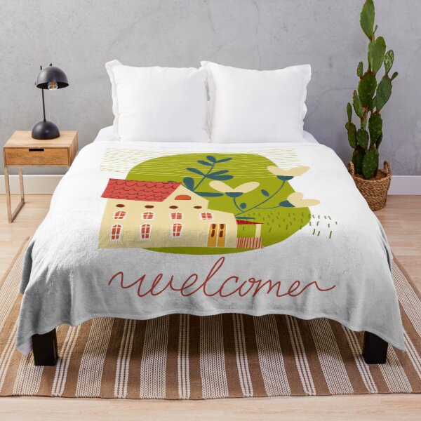 Item preview, Welcome. Farm house. Illustration with a landscape in a rural style in a cute naive style. designed and sold by Olga Matskevich.