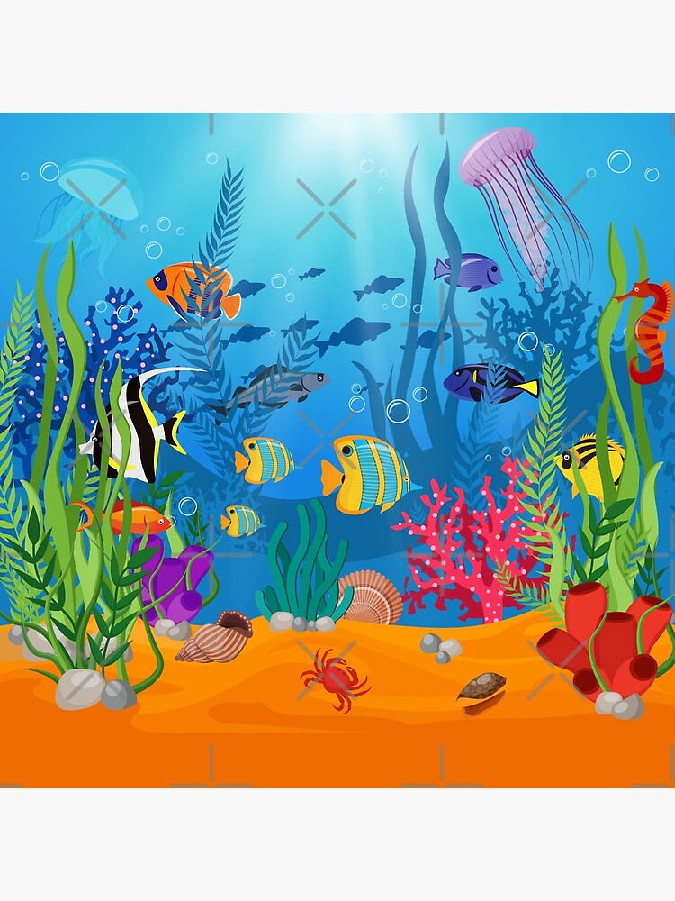 Premium Vector | Sea or ocean underwater life with different animals hand  drawn illustration converted to vector