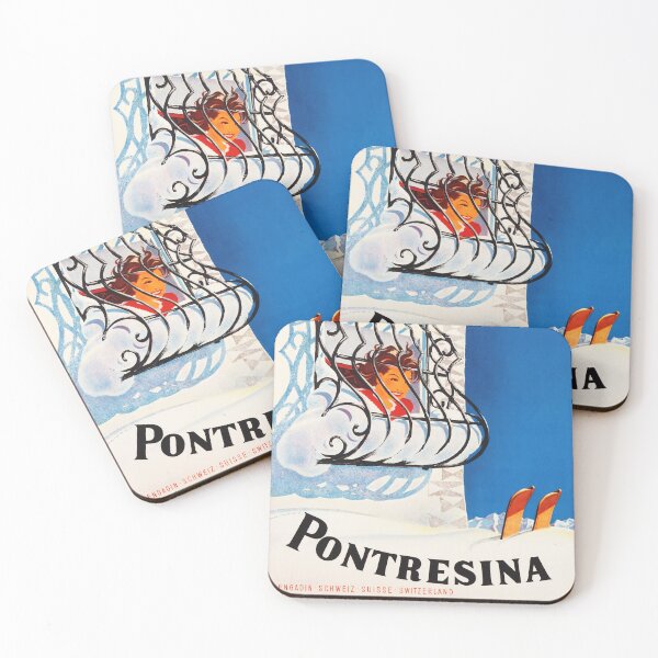 Item preview, PONTRESINA Engadin Schweiz Old Switzerland Tourism Promotion Art Poster 1946 by Martin Peikert designed and sold by retroposters.