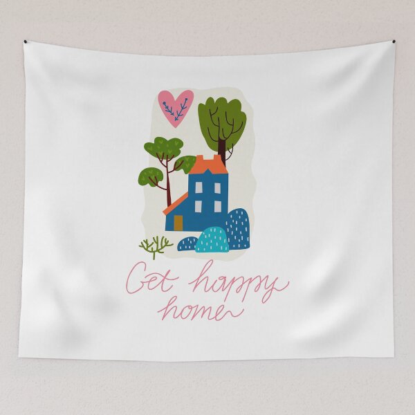 Item preview, Get happy Home. Farm house. Illustration with a landscape in a rural style in a cute naive style. designed and sold by Olga Matskevich.