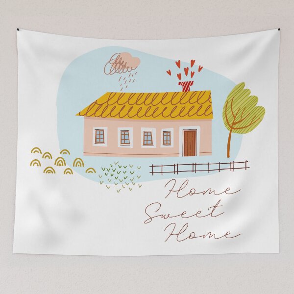 Item preview, Home Sweet Home. Farm house. Illustration with a landscape in a rural style in a cute naive style. designed and sold by Olga Matskevich.