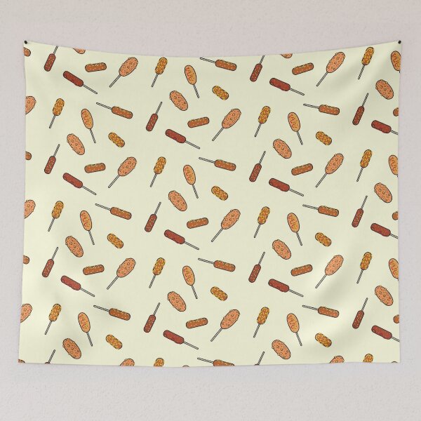 Item preview, Korean corn dog pattern, korean snack, korean hot dog, korean street food, fast food, asian snack designed and sold by SGS-.