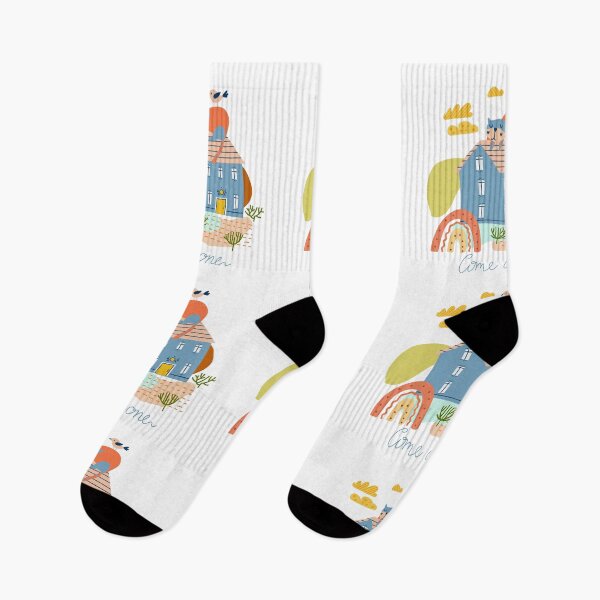 Item preview, Come one. Home Sweet Home. Illustration with a building and cat in a cute naive style. designed and sold by Olga Matskevich.