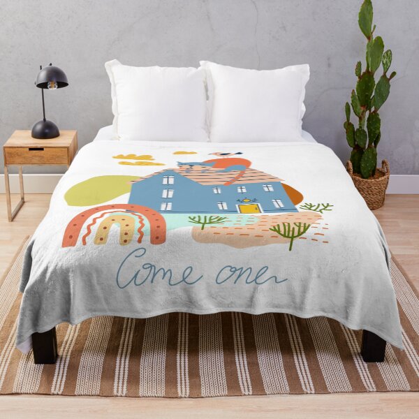 Item preview, Come one. Home Sweet Home. Illustration with a building and cat in a cute naive style. designed and sold by Olga Matskevich.