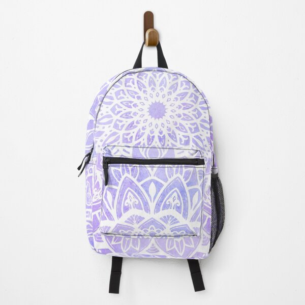 Item preview, White Mandala on Pastel Purple and Blue Textured Background designed and sold by Kelly Dietrich Mandala & Fractal Art.