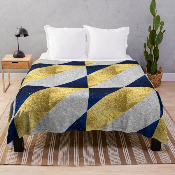 Item preview, Gold, Silver And Blue Modern Geo Triangles designed and sold by BronikowskiART.