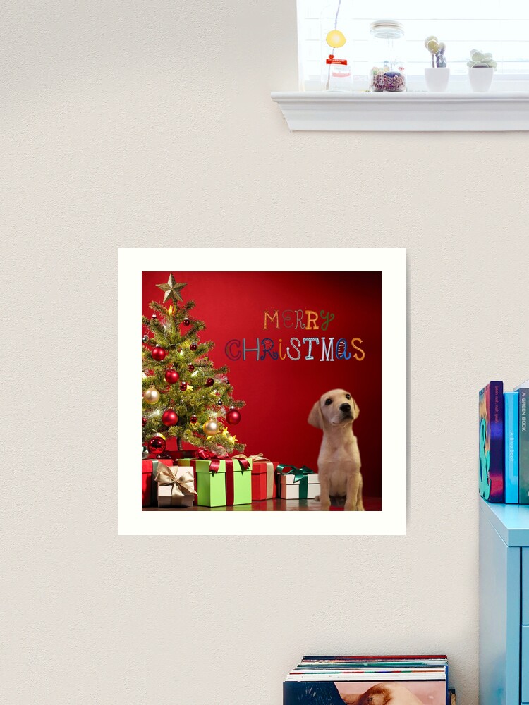 Merry Christmas (Puppy Present) Giclee Print