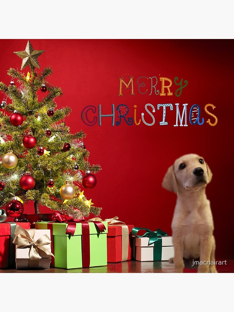 Merry Christmas (Puppy Present) Giclee Print