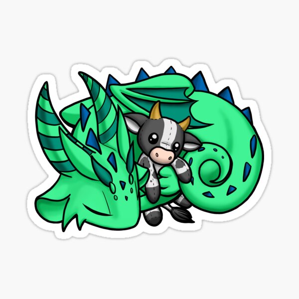Dragon with Cow Plushie Sticker
