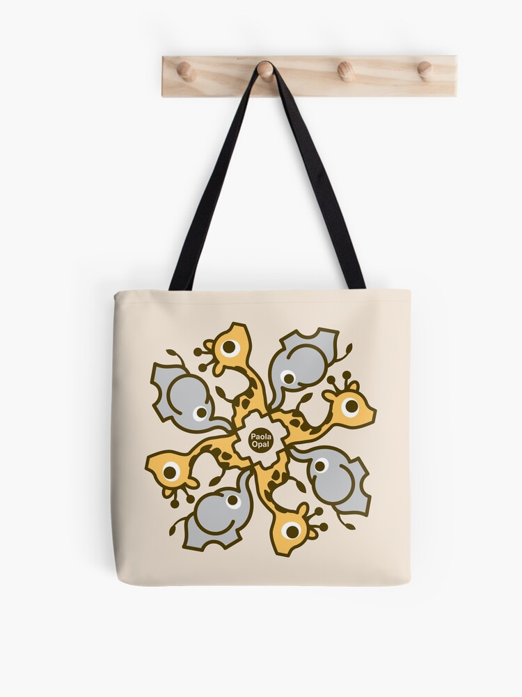 Thumbnail 1 of 2, Tote Bag, Giraffe and Elephant Spiral Pattern designed and sold by PaolaOpal.
