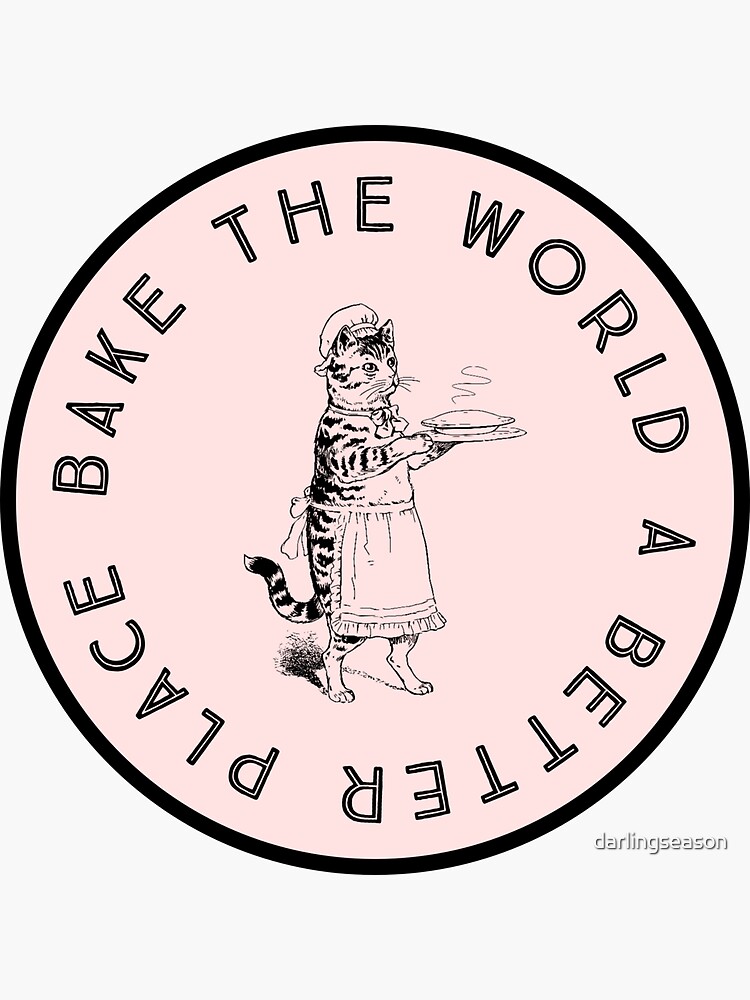 Thumbnail 3 of 3, Sticker, Vintage Cat Baking Retro Art designed and sold by darlingseason.
