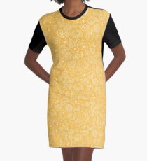 Hedgehog Paisley_Yellow Graphic T-Shirt Dress