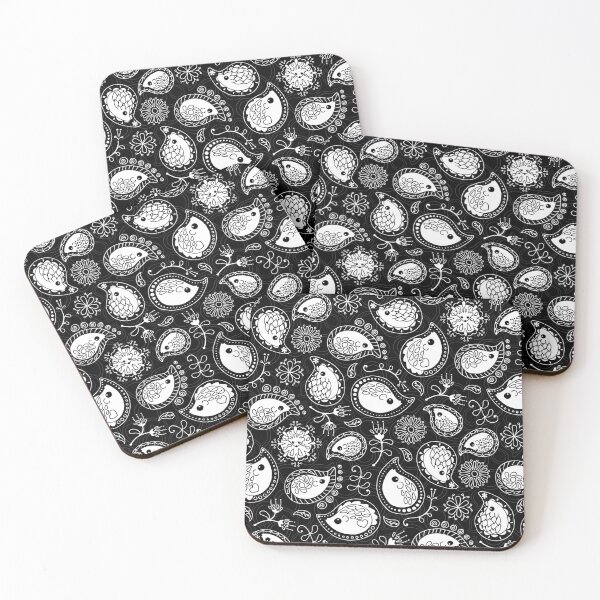 Item preview, Hedgehog Paisley_White and Black designed and sold by miavaldez.