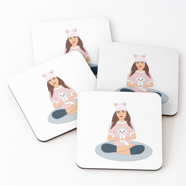 Item preview, Happy girl hugging pet cat illustration designed and sold by Ingahaliullina.
