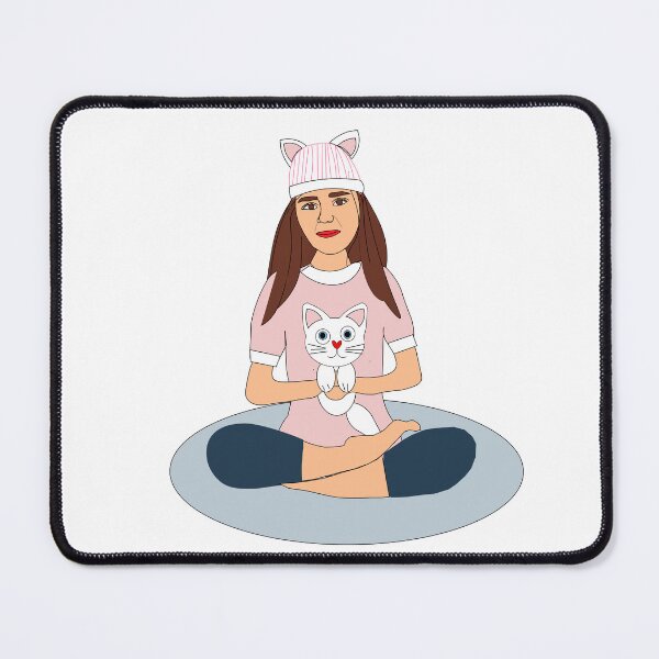 Item preview, Happy girl hugging pet cat illustration designed and sold by Ingahaliullina.