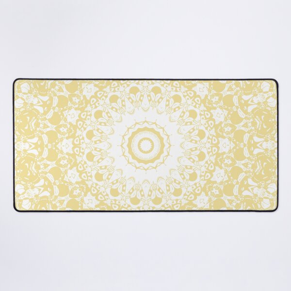 Item preview, White Lace Mandala on Sunshine Yellow Background designed and sold by Kelly Dietrich Mandala & Fractal Art.