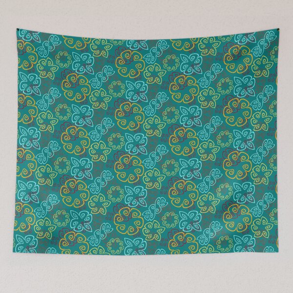 Item preview, Sunspot 3 on Dark Teal Half-drop Repeat 5748 designed and sold by Art in My Loft.