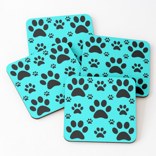 Item preview, Cute Black Paw Print Pattern on a Blue Background designed and sold by JulieSouster.