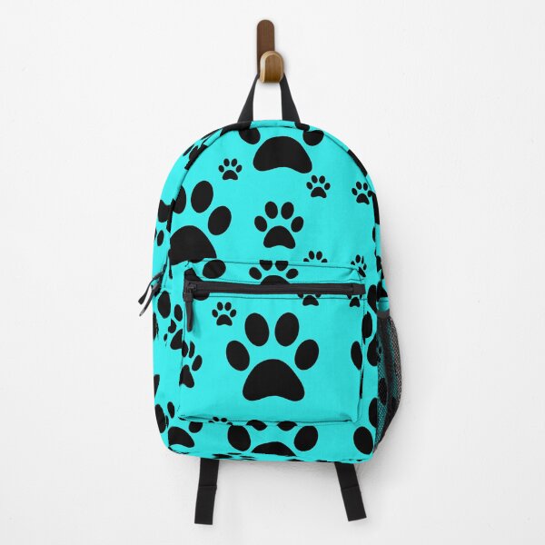 Item preview, Cute Black Paw Print Pattern on a Blue Background designed and sold by JulieSouster.