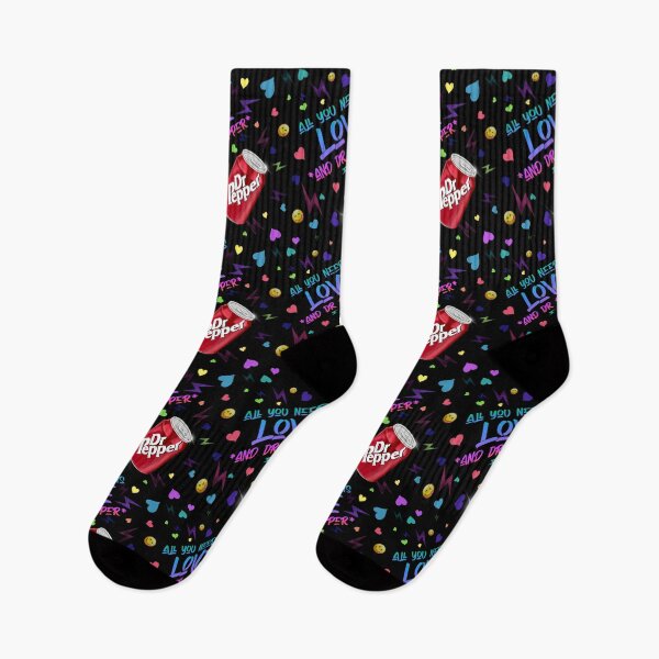 Item preview, All You Need is Love and Dr. Pepper!  Retro 80s inspired design with hand drawn soda can emojis & hearts designed and sold by MunsyArt.