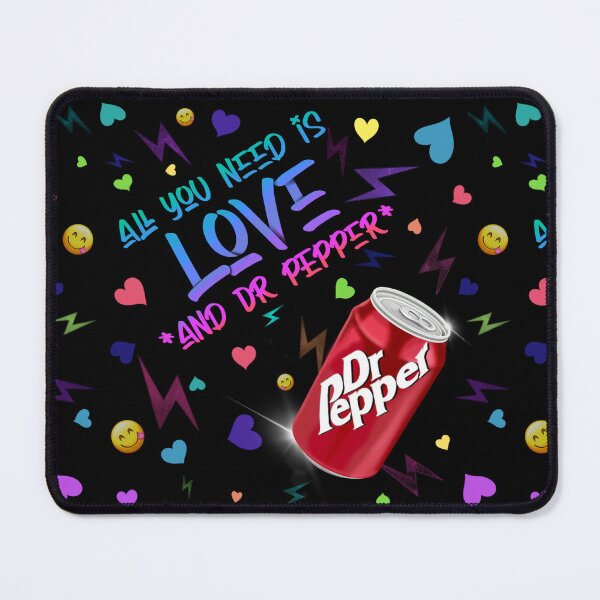 Item preview, All You Need is Love and Dr. Pepper!  Retro 80s inspired design with hand drawn soda can emojis & hearts designed and sold by MunsyArt.