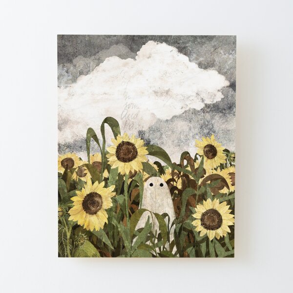 There's A Ghost in the Sunflower Field Again... Wood Mounted Print