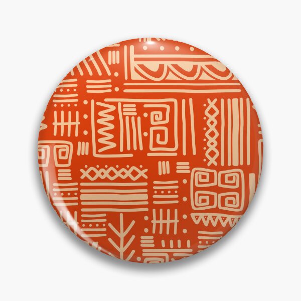 Item preview, African Tribal Mudcloth Orange and Yellow Pattern designed and sold by SoccaTamam.