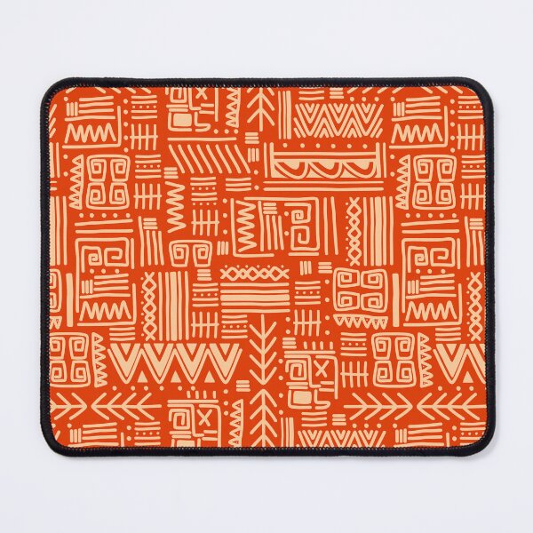 Item preview, African Tribal Mudcloth Orange and Yellow Pattern designed and sold by SoccaTamam.