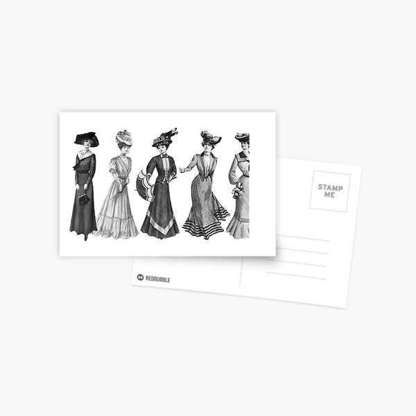 5 Edwardian Fashion Illustrations Postcard