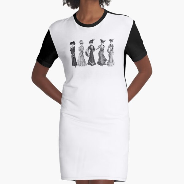 5 Edwardian Fashion Illustrations Graphic T-Shirt Dress
