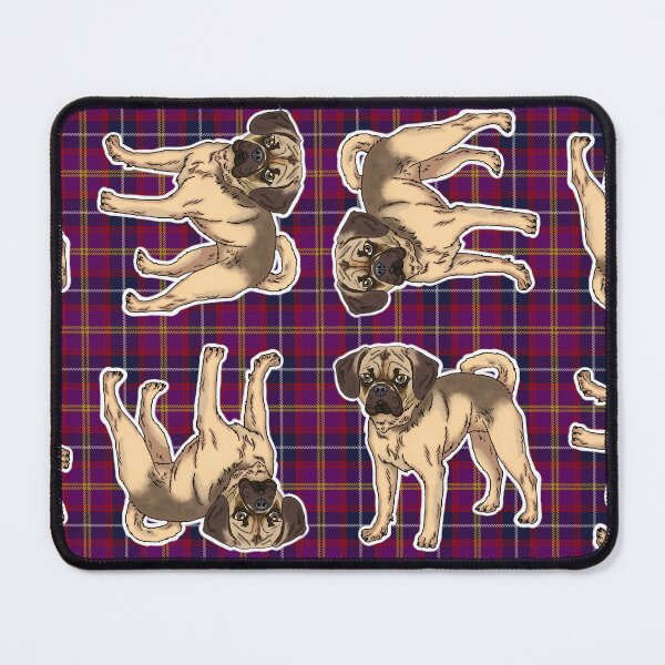 Item preview, Puggle on Tartan around the clock pattern designed and sold by FivePugs.
