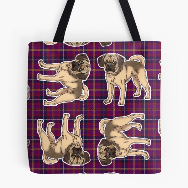 Item preview, Puggle on Tartan around the clock pattern designed and sold by FivePugs.