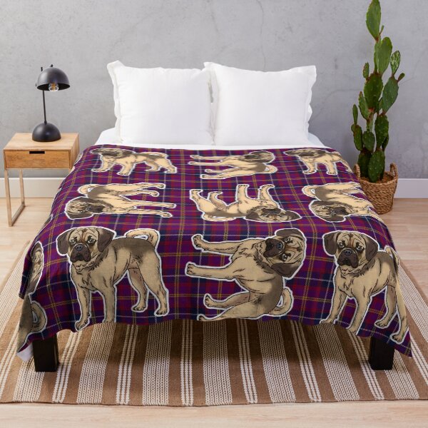 Item preview, Puggle on Tartan around the clock pattern designed and sold by FivePugs.