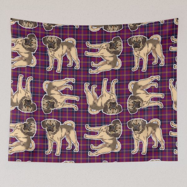 Item preview, Puggle on Tartan around the clock pattern designed and sold by FivePugs.