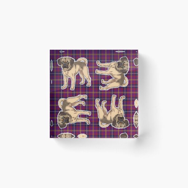 Item preview, Puggle on Tartan around the clock pattern designed and sold by FivePugs.