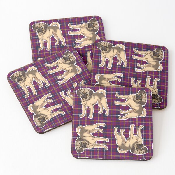 Item preview, Puggle on Tartan around the clock pattern designed and sold by FivePugs.